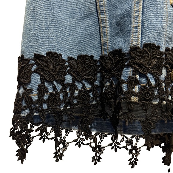 Vtg Magnet Art Denim Lace Trim Vest Lynn Yake Made USA L - Picture 14 of 14